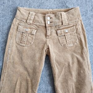 Younique Retro Corduroy Jeans Low Rise Straight Women's 7 Brown Preppy Academia